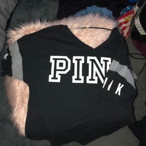 Pink short sleeve shirt with low back